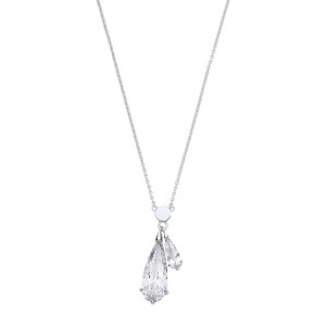 Silver CZ Pear Drop Pendant Necklace