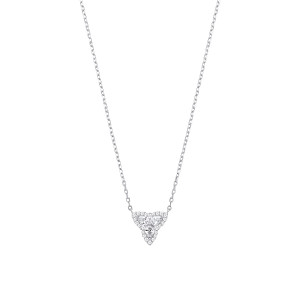 Silver CZ Triple Heart Pendant Necklace