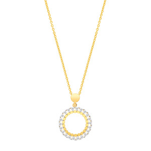 Gold Plated CZ Circle Pendant Necklace