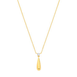 18K Gold Plated 1 Micron Necklace With CZ Teardrop Pendant