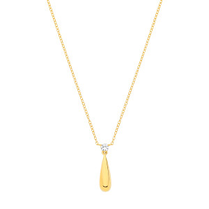 18K Gold Plated 1 Micron Necklace With CZ Teardrop Pendant