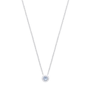 Silver Blue Spinel CZ Round Pendant Necklace