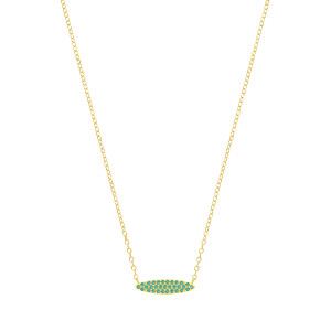 18K Gold Plated Emerald CZ Oval Shaped Pendant Necklace