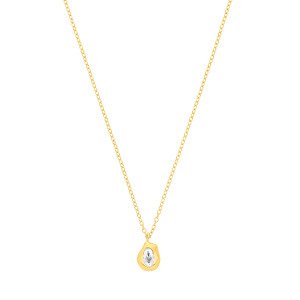 18K Gold Plated CZ Pendant Necklace - 16