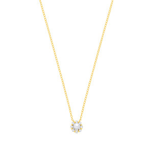 18K Gold Plated CZ & Fresh Water Pearl Necklace - 16