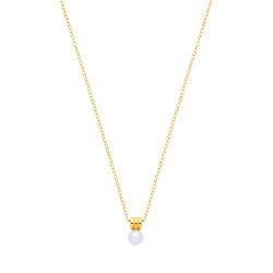 18K Gold Plated CZ & Fresh Water Pearl 4.5-5mm Fancy Necklace - 16