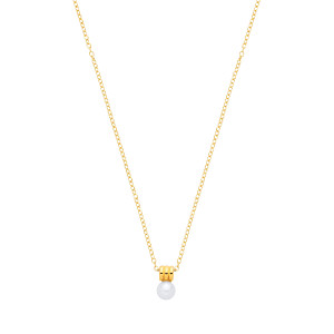 18K Gold Plated CZ & Fresh Water Pearl 4.5-5mm Fancy Necklace - 16