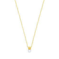 18K Gold Plated CZ & Fresh Water Pearl 4.5-5mm Fancy Necklace - 16