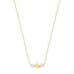 18K Gold Plated CZ & Fresh Water Pearl 3-3.5mm Necklace