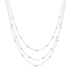 Silver CZ By The Yard Triple Strand Necklace