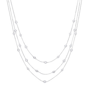 Silver CZ By The Yard Triple Strand Necklace