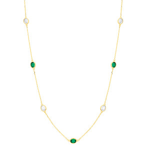 Gold Plated CZ & Emerald Fancy Necklace