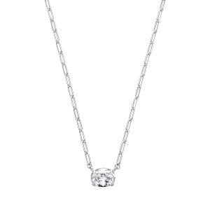 Silver CZ Oval Cut Paperlink Necklace