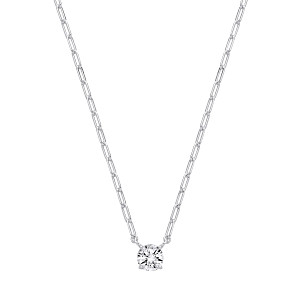 Silver CZ Round Cut Paperlink Necklace