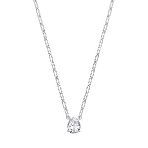 Silver CZ Tear Drop Paperlink Necklace