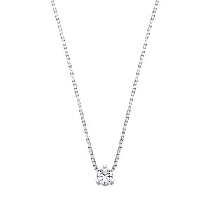 Silver CZ 3 Claw 4mm Single Stone Pendant Necklace