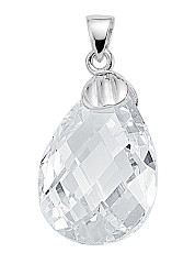 925 Sterling Silver CZ Tear Drop Shape Pendant