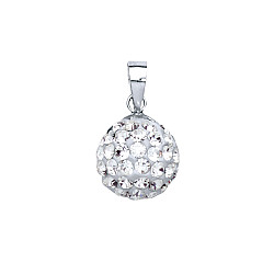 925 Sterling Silver White Crystal Dome Pendant - 9mm