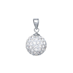 925 Sterling Silver White Crystal Dome Pendant - 12mm