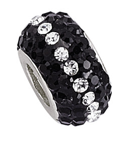 925 Sterling Silver Black & White Crystal Ball Pendant