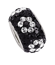925 Sterling Silver Black & White Crystal Flower Ball Pendant