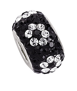 925 Sterling Silver Black & White Crystal Flower Ball Pendant