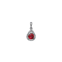 925 Sterling Silver CZ & Ruby Fancy Pear Drop Pendant