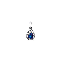 925 Sterling Silver CZ & Sapphire Fancy Pear Drop Pendant