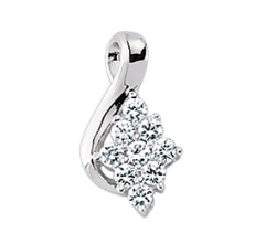 925 Sterling Silver Cubic Zirconia Marquise Cluster Pendant