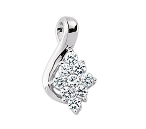 925 Sterling Silver Cubic Zirconia Marquise Cluster Pendant