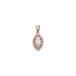 925 Sterling Silver ROSE GOLD PLATED MARQUIS PENDANT