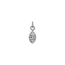 925 Sterling Silver CZ Fancy Drop Pendant