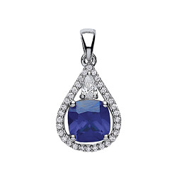 925 Sterling Silver CZ & Synthetic Tanzanite Fancy Drop Pendant
