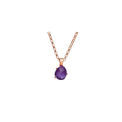 ROSE PLATED 925 Sterling Silver AMETHYST COCKTAIL PENDANT W/CHAIN