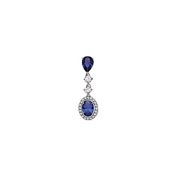 925 Sterling Silver CZ & Sapphire Fancy Drop Pendant