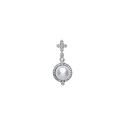 925 Sterling Silver CZ & Pearl Fancy Drop Pendant