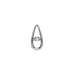 925 Sterling Silver CZ Floating Solitaire Stone Tear Drop Pendant