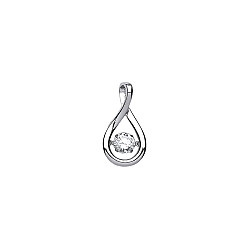 925 Sterling Silver CZ Tear Drop Floating Solitaire Stone Pendant