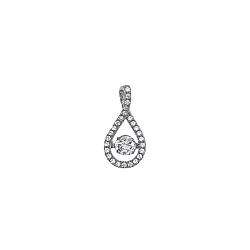 925 Sterling Silver CZ Floating Solitaire Stone Tear Drop Pendant