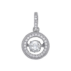 925 Sterling Silver CZ Round Floating Stone Pendant