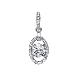 925 Sterling Silver CZ Pave Oval Fancy Pendant