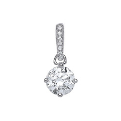 925 Sterling Silver CZ Stone Round Claw Set Pendant