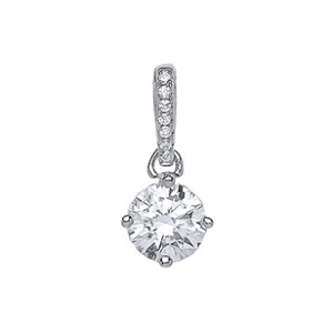 925 Sterling Silver CZ Stone Round Claw Set Pendant