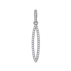 925 Sterling Silver CZ Pave Fancy Drop Pendant