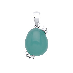 925 Sterling Silver CZ & Emerald Fancy Pendant