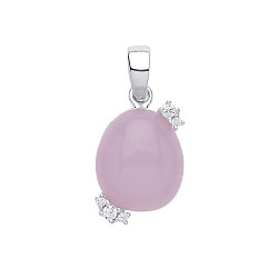 925 Sterling Silver CZ & Vintage Rose Stone Fancy Pendant