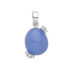 925 Sterling Silver CZ & Violet Stone Fancy Pendant