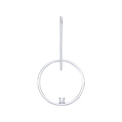925 Sterling Silver Fancy Round & Line Detail Pendant With Single Stone