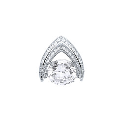 925 Sterling Silver CZ Pave Set Fancy Pendant With Floating CZ Stone