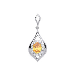 925 Sterling Silver CZ & Citrine Fancy Pendant